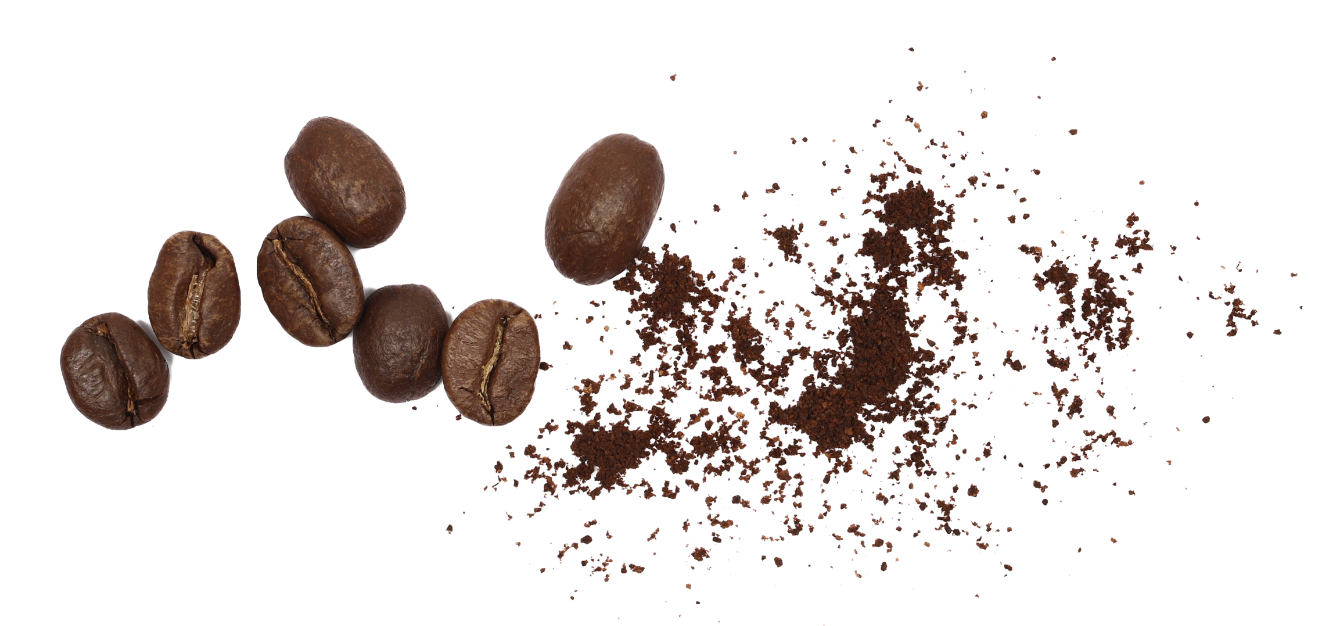 Image of coffee beans and ground coffee.